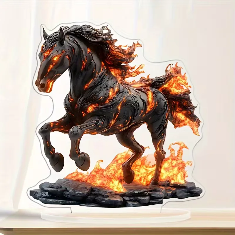 1 Bohemian Style Acrylic Horse Pattern Statue - Desktop Art Decoration, Symbol of Wealth and Prosperity, New Year Gifts, 2D Flat view 2