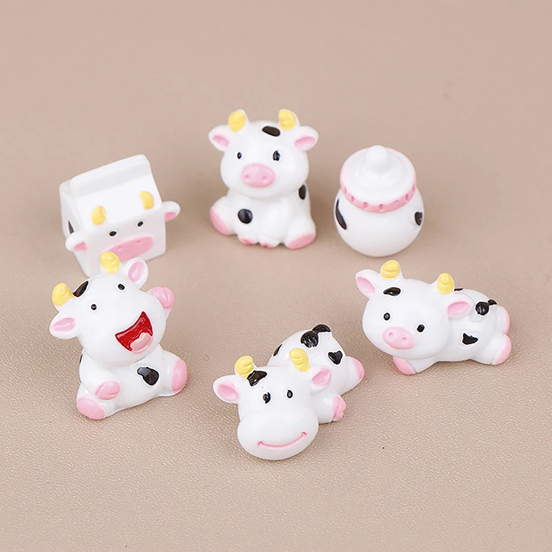 乳牛用樹脂動物装飾品,白い牛,マイクロランドスケープ,小さな庭の像,置物,室内装飾,家の装飾,1個
