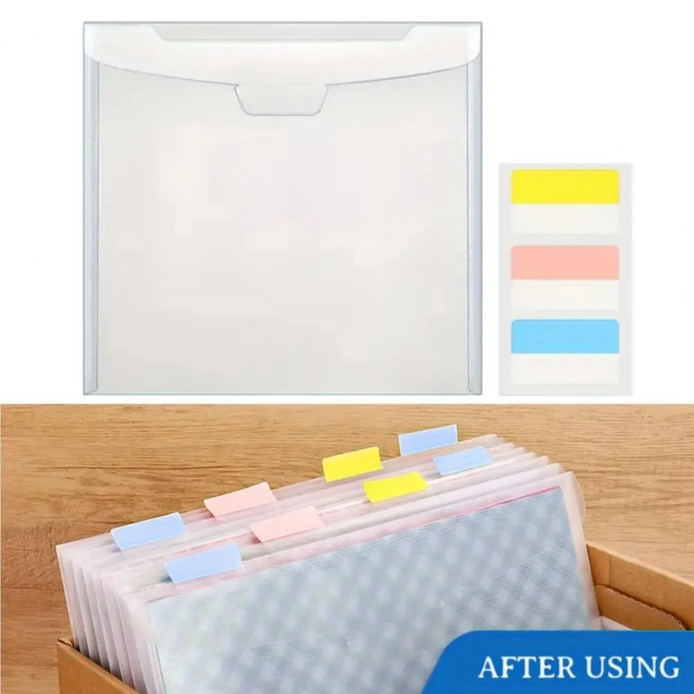 Envelope File Folder Scrapbook Paper Organizer with Sticky Index Tabs Waterproof Transparent Document Pocket File Storage Bag