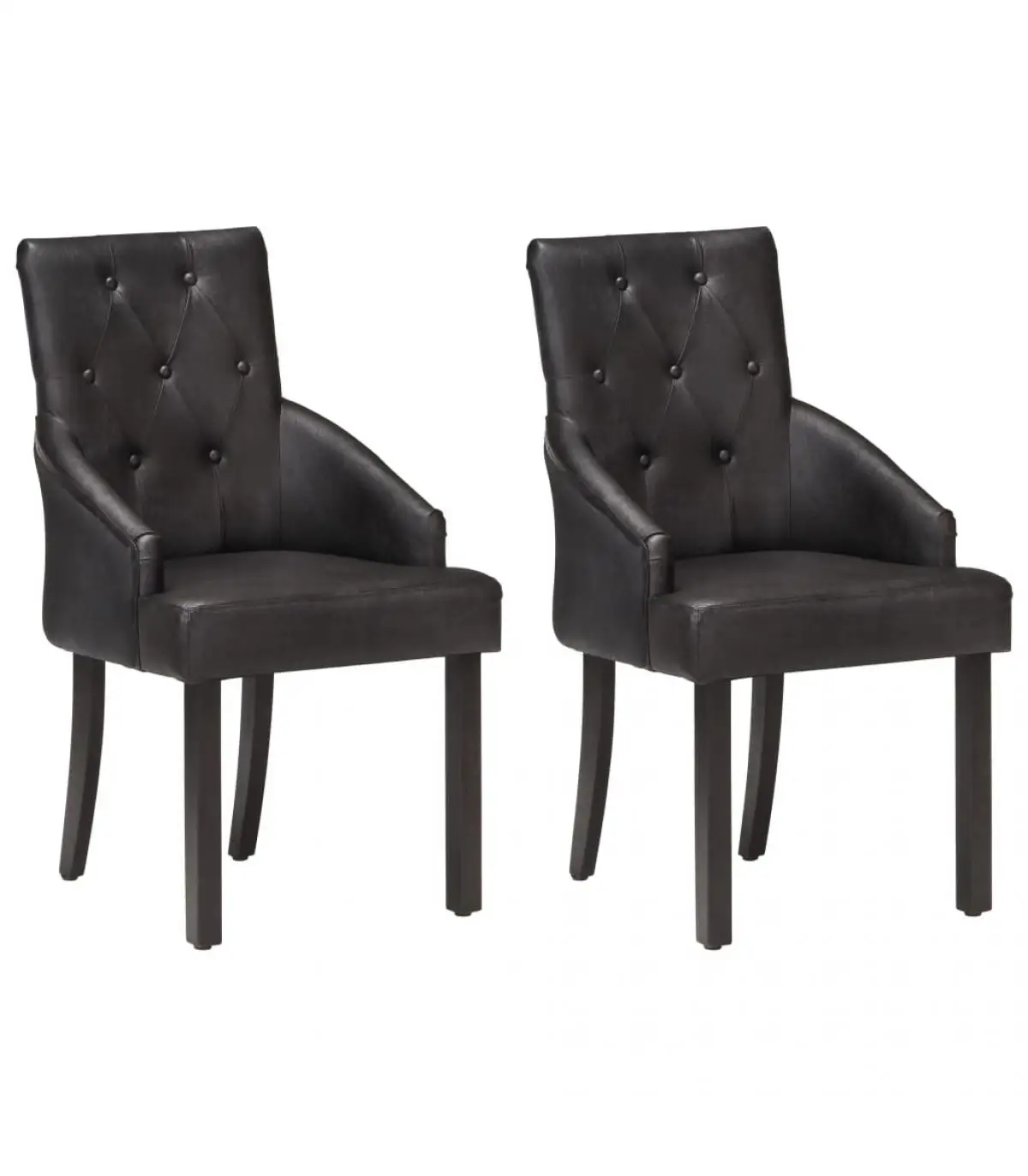 Dining chairs dining chairs 2 units black goat genuine leather