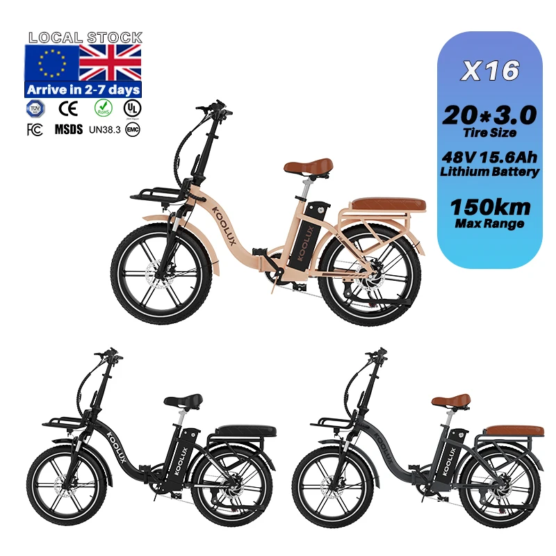 X16 Folding Electric Bike 250W 7-Speed 48V 15.6AH Removable Battery 150km Range Fat Tire For Women
