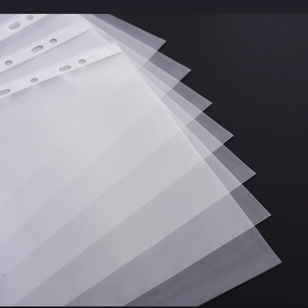 

200pcs 11 Hole Clear Sheet Protectors Environmentally Friendly Pp Non Static For Ring Binder File Folder Document Bag