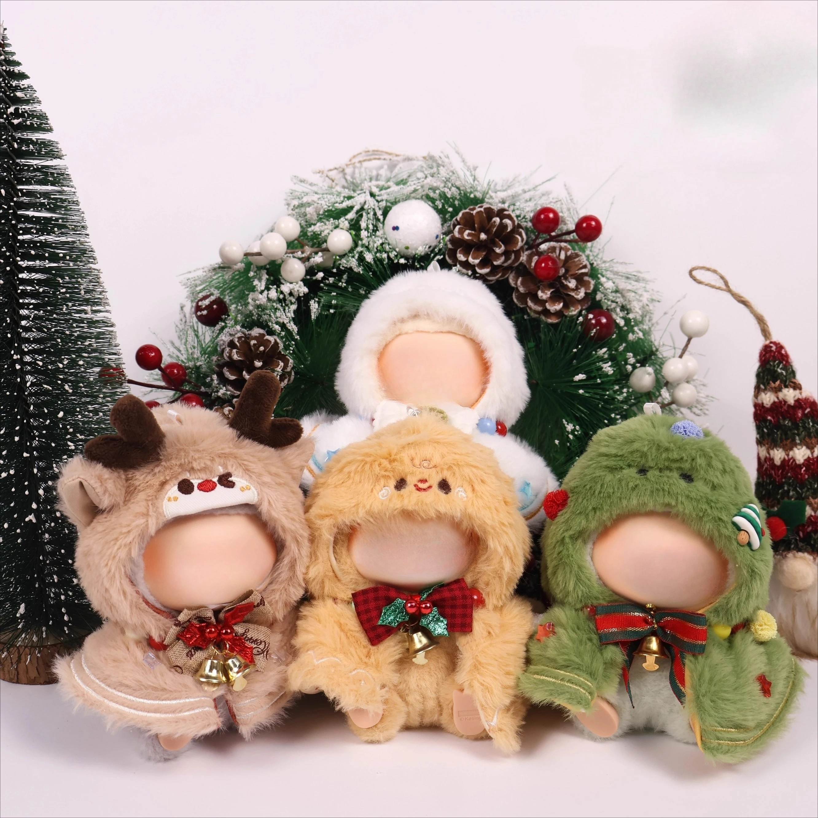 

2 Pcs of Lababa Clothes Sets, for 15-17cm Christmas Themed Doll Clothes for Lababa, Cute Holiday Outfit Set for Cotton Dolls
