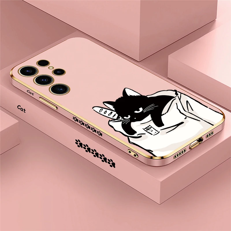 Luxury Soft Shockproof Case For Samsung Galaxy S25 Plus 5G S 25 Ultra S23 FE S24 S 24 S22 Plus S21 FE Silicone Cute Cat Cover