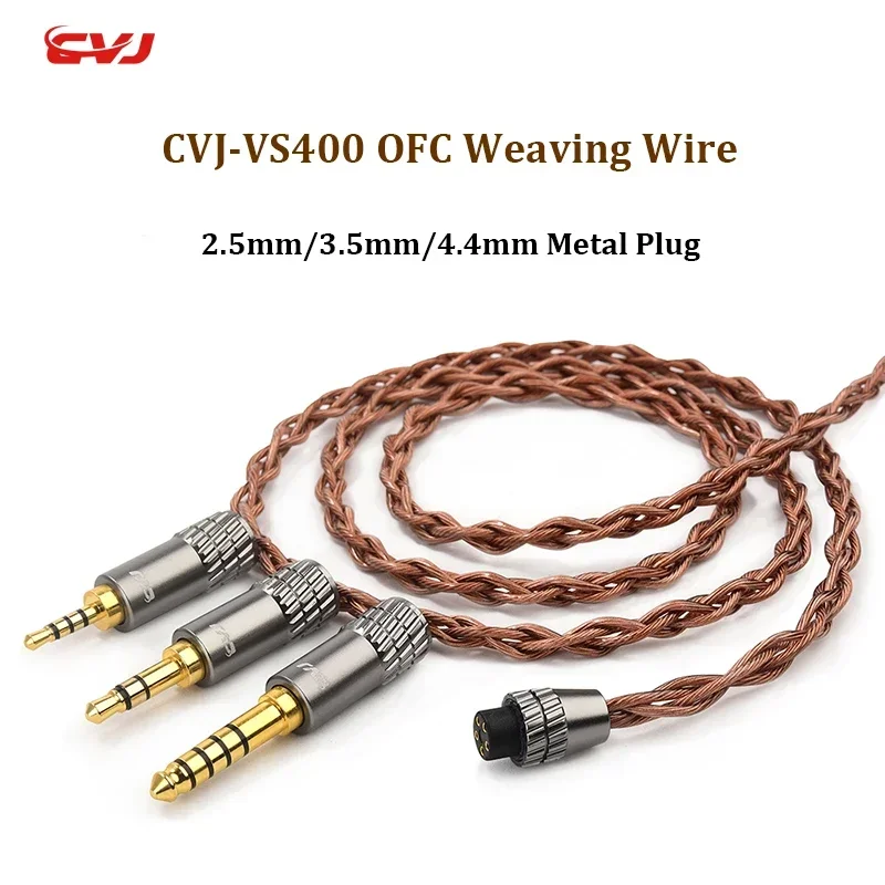 CVJ VS400 Earphones Cable OFC 400 Core Metal Upgrade HIFI Audio Wire 2.5/3.5/4.4mm Plug Type C/Lightning 2Pin S