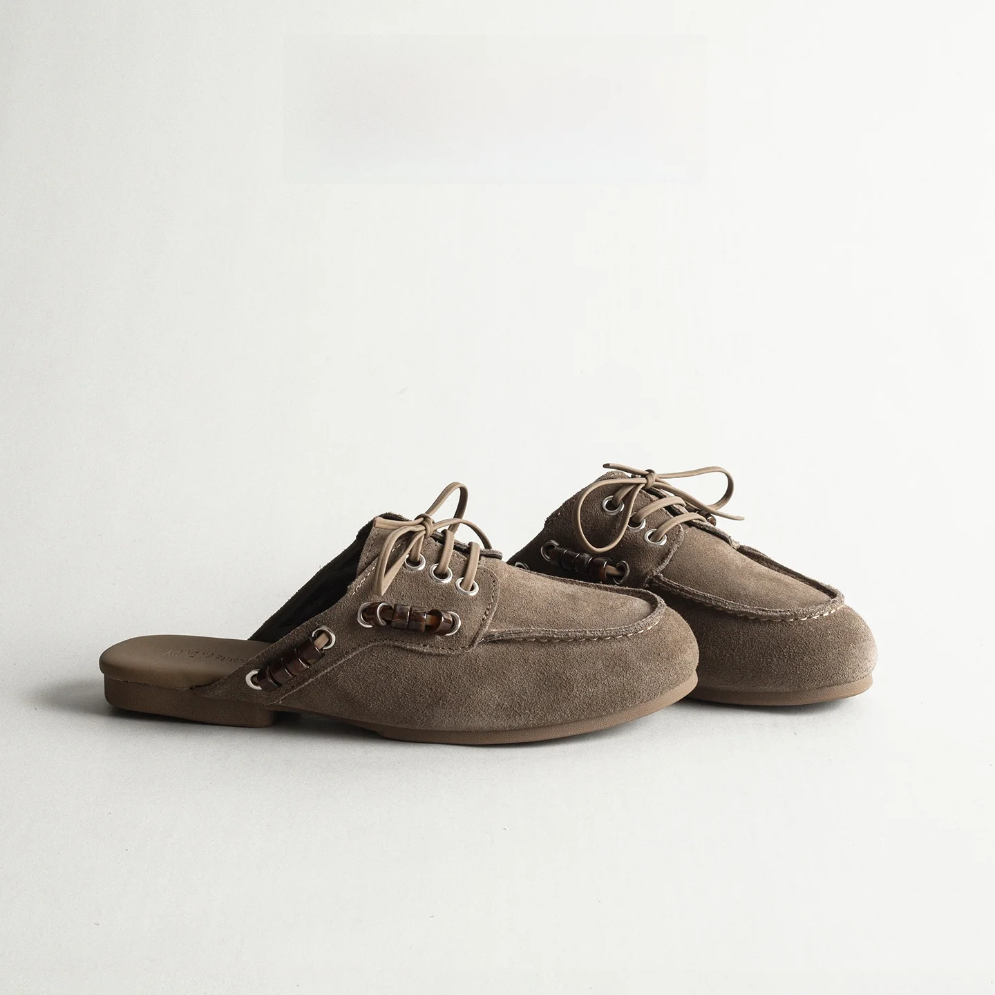 Real Leather Retro  Half Slippers Women Casual Non-Slip Soft Bottom Slip-On Lazy Mule Shoes Summer Season