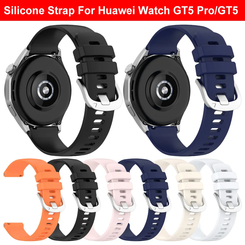 Silicone Strap For Huawei Watch GT5 Pro/GT5/GT4 Sport Watch Bands Waterproof Replacement Watch Strap Bracelet Adjustable Straps