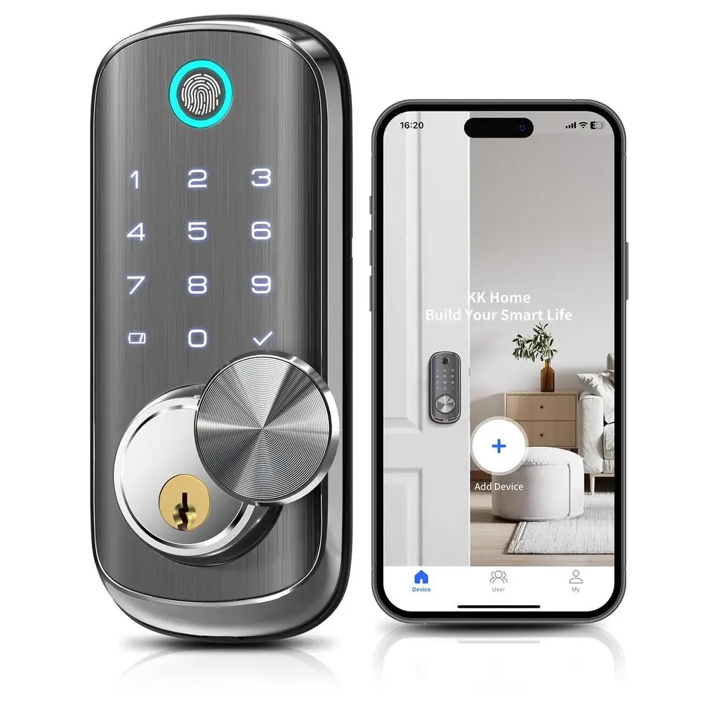 Smart WiFi Fingerprint Keyless Entry Door Lock APP Remote Control Alexa Google Assistant IP65 Front Door Deadbolt Keypad Voice