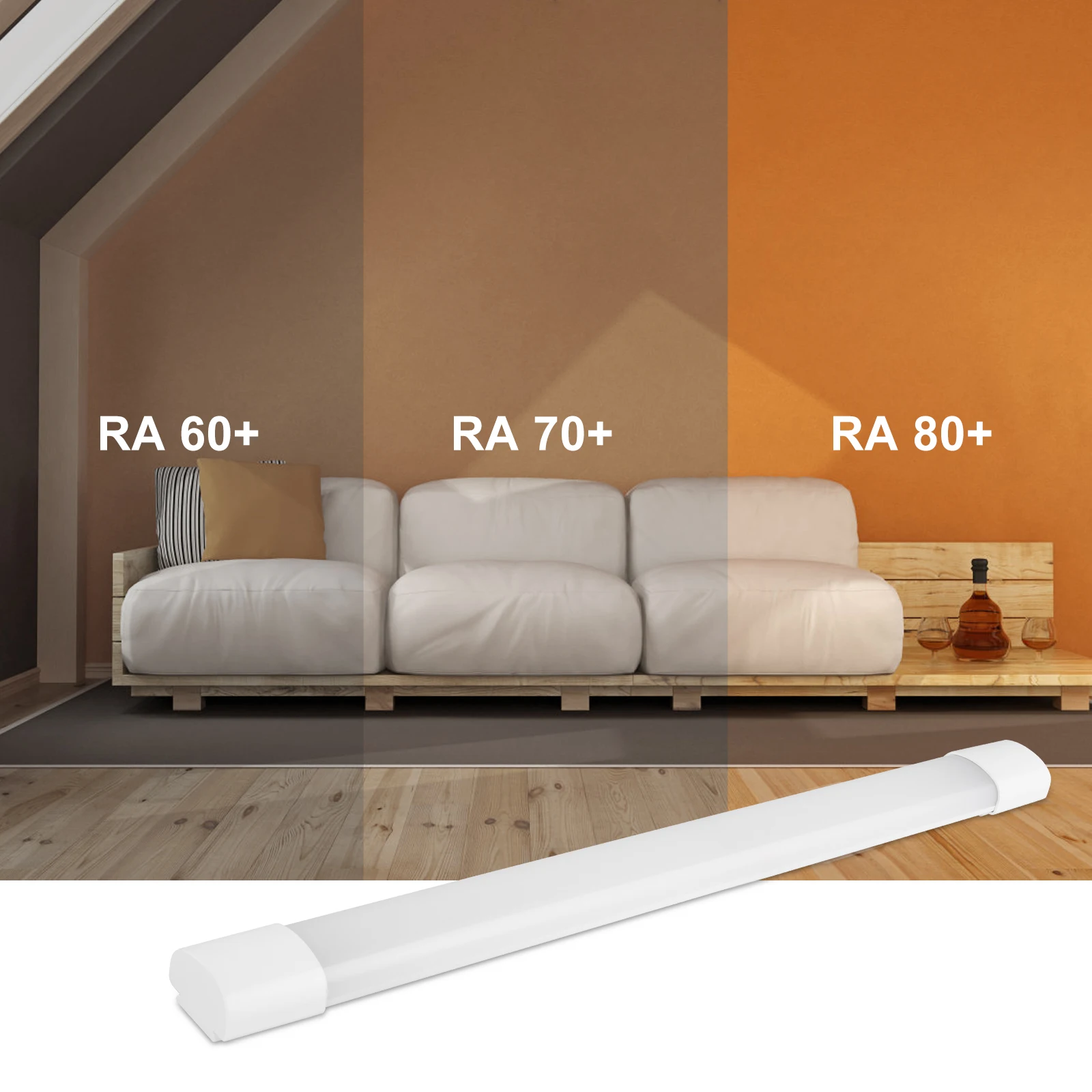 Packung mit 2/4 LED-Nassraumleuchten, 120 cm, 36 W, 3960 lm, IP66, Deckenröhre, 4000 K, Neutralweiß, für Keller, Garage, Küche – Detail 5