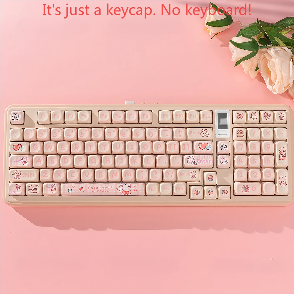 Cute Kitten Rabbit Keycaps 137 Keys Cartoon Animation MOA Keycap Set do klawiatury mechanicznej 68/84/87/104 Gra biurowa