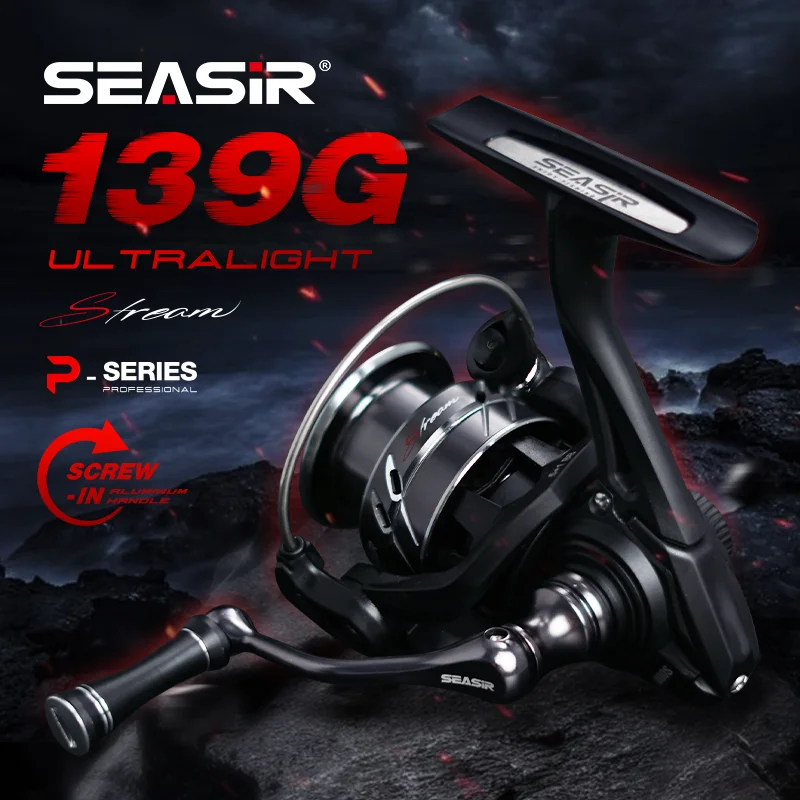 SEASIR Stream Spinning Reel 139g Ultralight Carbon Washers 6Kg Max Drag Metal Grip 5+1BB 5.4:1 Freshwater Saltwater Fishing Reel