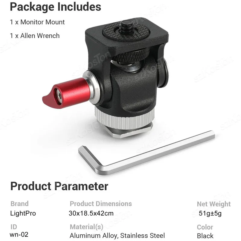 حامل ثلاثي القوائم لشاشة صغيرة مع محول تركيب الحذاء البارد دوار وإمالة قابلة للتعديل لضوء ملء ميكروفون الفلاش