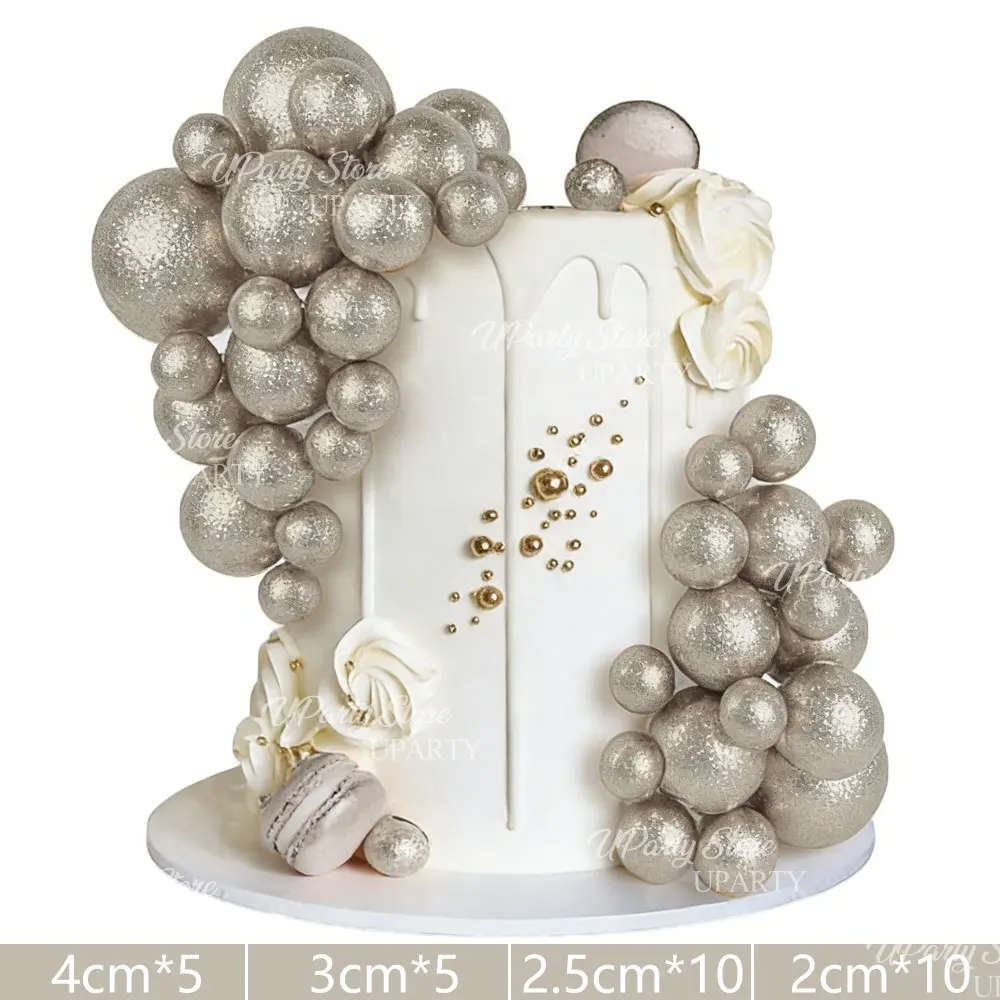 30 Stück Glitzer-Goldkugeln als Kuchendekoration in 15 Farben, Glitzer-Pailletten-Kugeln für Geburtstag, Babyparty, Hochzeit – Detail 8
