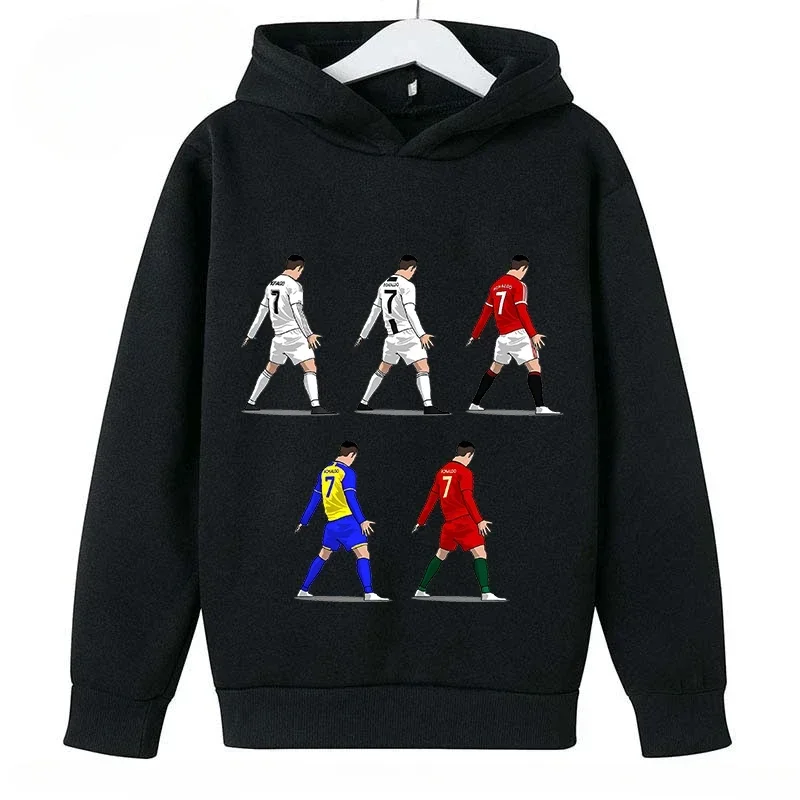 2024 New Children\'s Casual Hoodie Sports Sweatshirt for Boys and Girls Ronaldo Printed Blue 2-14 Years Spring Autumn Fashion Top