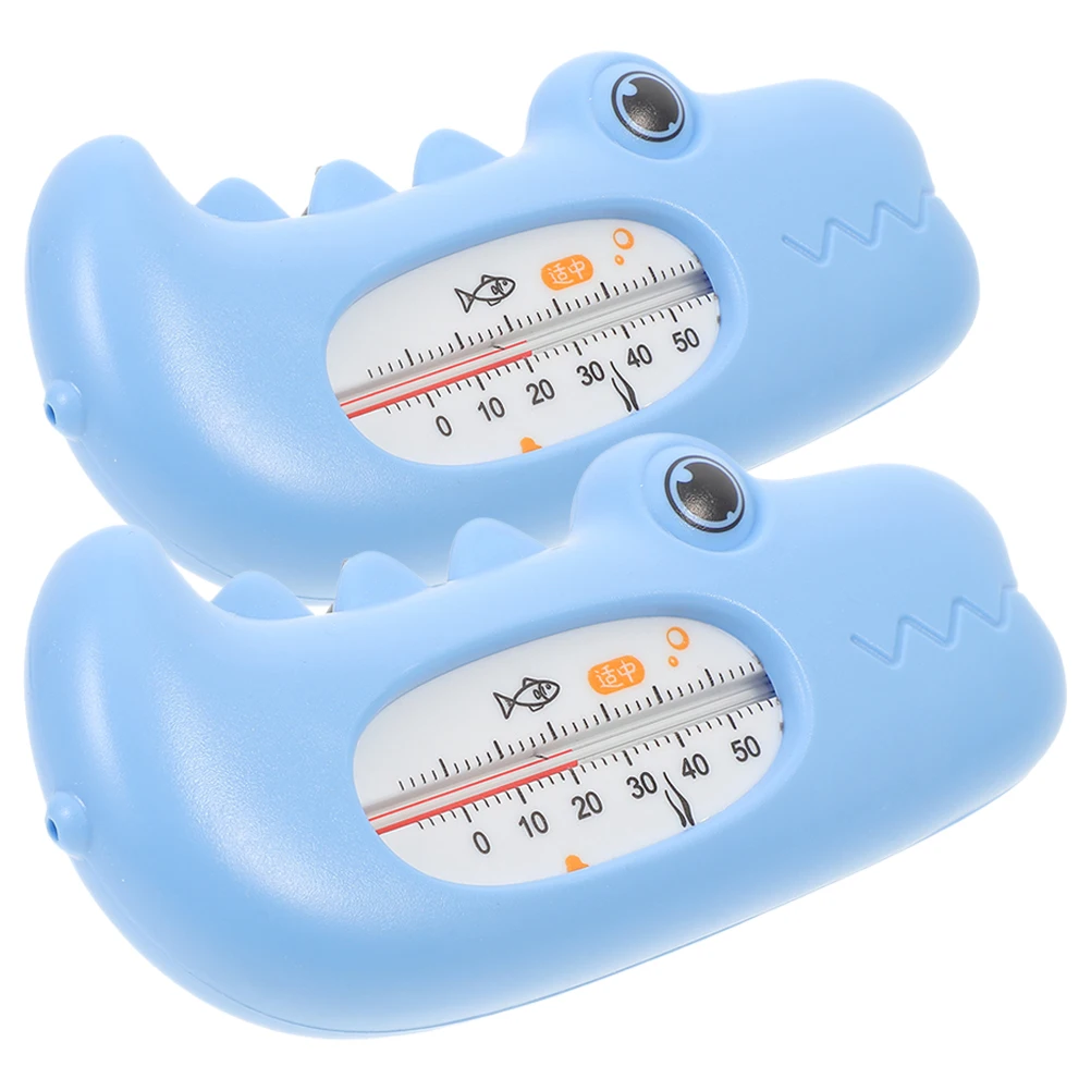 

2pcs Baby Water Thermometer Cartoon Crocodile Design for Bath Pool Temperature Measurement Blue Color PP Material Durability
