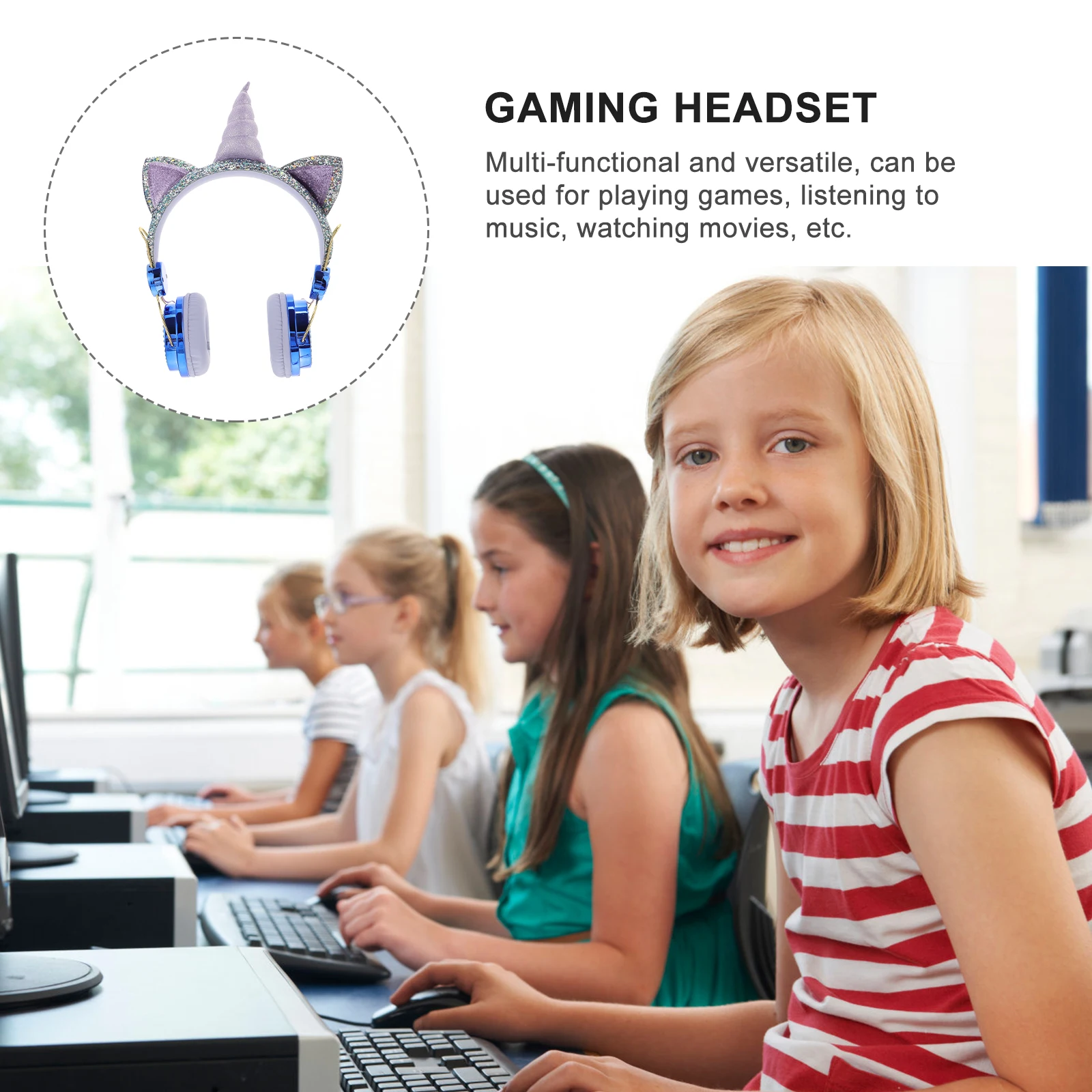 

's Headphones Headset Lovely Cartoon for s with Microphone Metal
