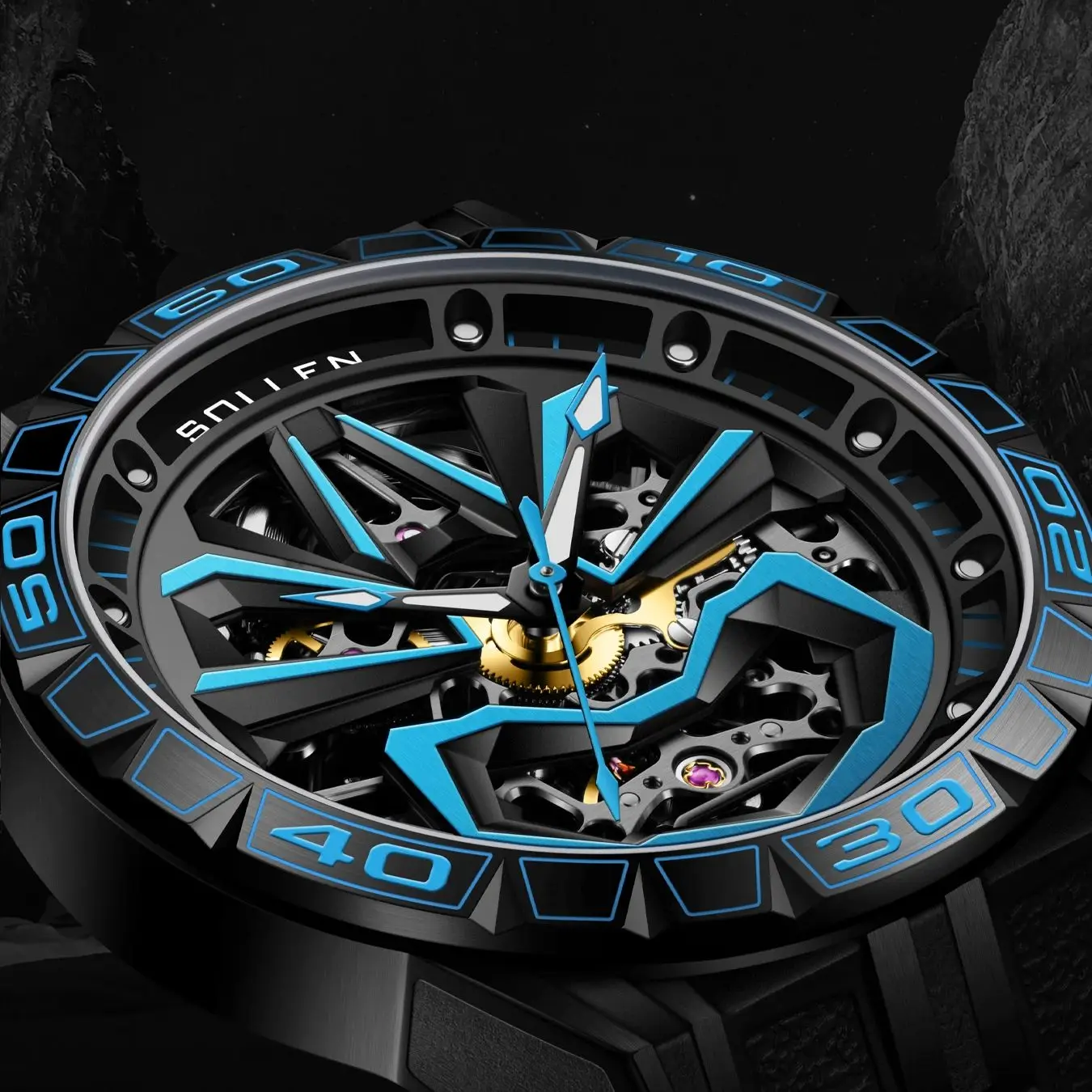 SOLLEN Face Collection Watch Men\'s Fully Automatic Mechanical Watch Waterproof Luminous Watch as a Birthday Gift for Boyfriend