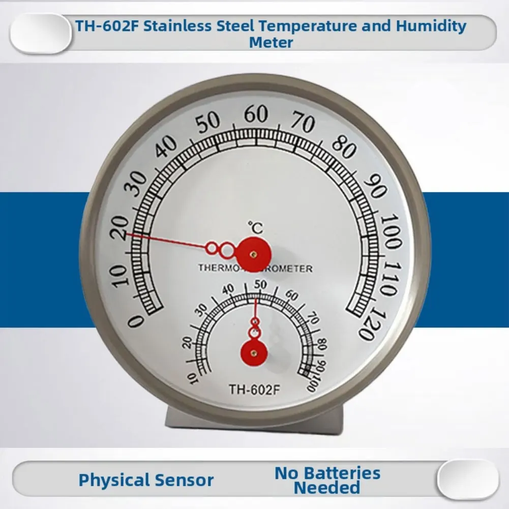 Stainless Steel Sauna Thermometer Temperature And Humidity Meter Gauge Clear Scale Multipurpose Hygrometer For Indoor Bathroom