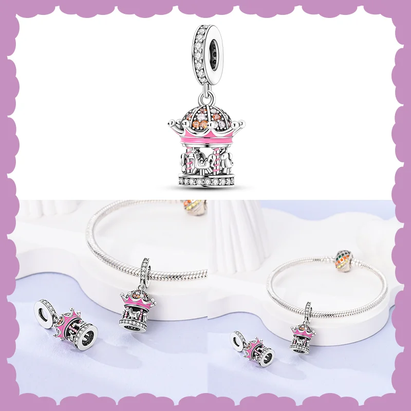 925 Sterling Silber Karussell Katze Heißluft ballon Charm Perlen geeignet für Pandora Original Armband DIY Mode Geschenk machen