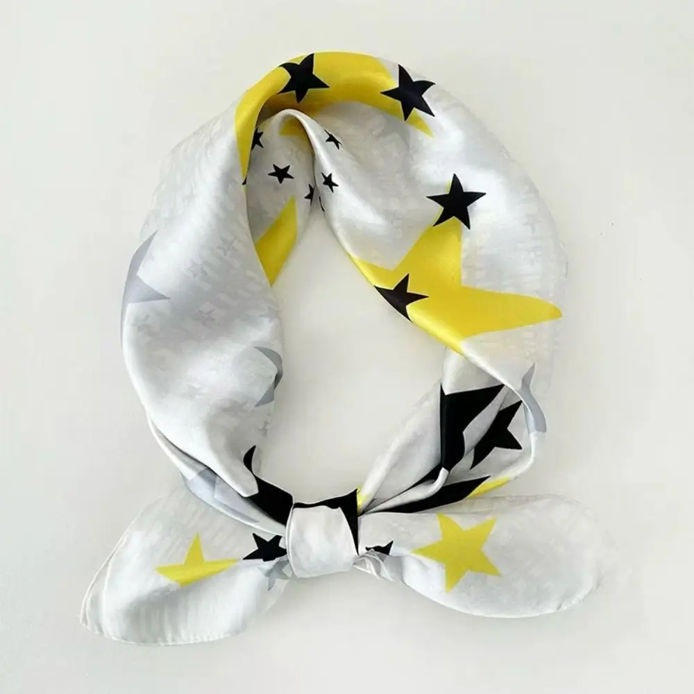 

All-match Printed Star Print Scarf Y2K Geometric Shape Small Square Scarf Korean Hip Hop Leopard Print Silk Scarf Waist Scarf