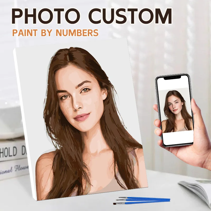 

Painting By Numbers Photo Customed DIY Acrylic Paint Picture Canvas Portrait Family Children Photo Christmas gifts