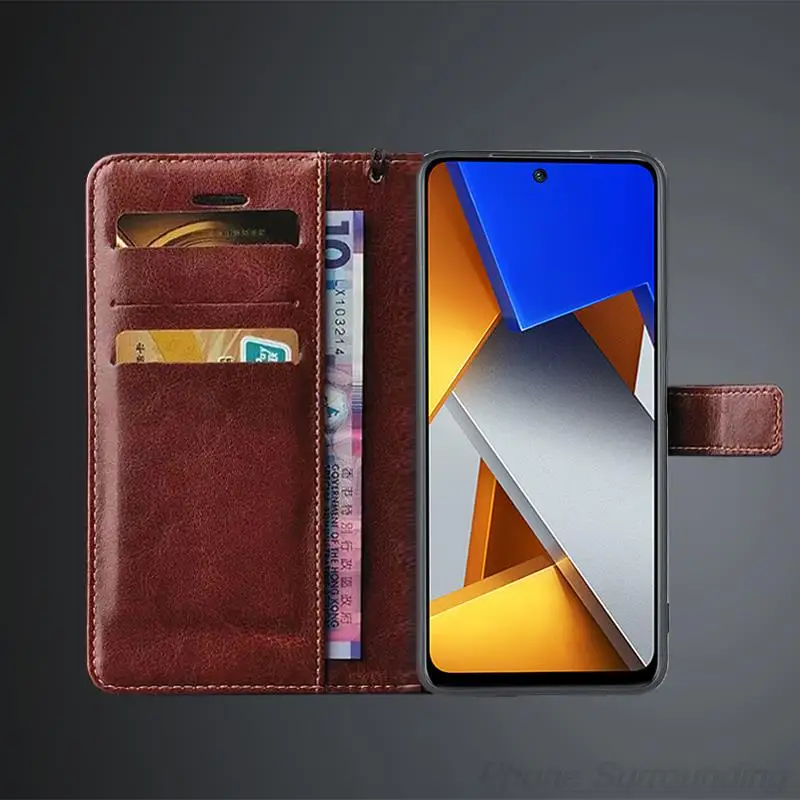 حافظة محفظة فاخرة لهاتف POCOPHONE POCO X4 Pro 5G حافظة جلدية قابلة للطي غطاء هاتف حامل بطاقة حافظة هاتف Fundas