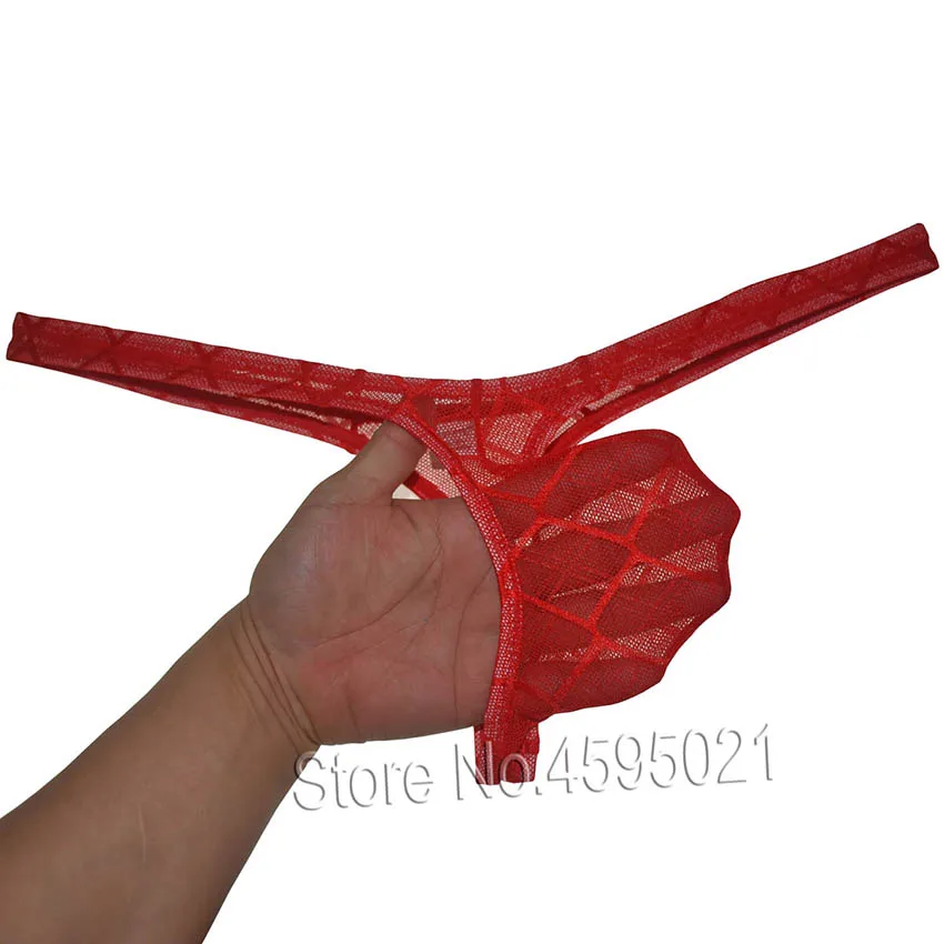 Hot Men Jacquard Bikini Thong Sexy Underwear See-through Pouch T-back Erotic Jock Strap No Show Panties Unisex Underpants