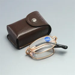 Unisex Foldable Reading Glasses Folding Presbyopia Men Women Metal Retro Computer Reading Glasses With Case 1.0 1.5 2.0 2.5 3.0