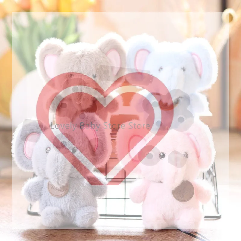【BS】1Pcs Cute Sitting Animal Elephant Pendant Soft Plush Doll Baby Toys Cartoon Book Bag Keychain Gifts For Children