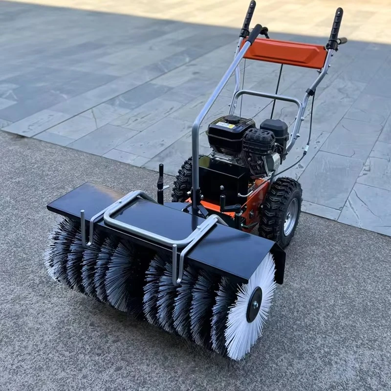 Quick snow removal push-type snow sweeper, 196CC (6.5 hp) four-stroke engine, 80 cm wide, suitable for roads and sidewalks.