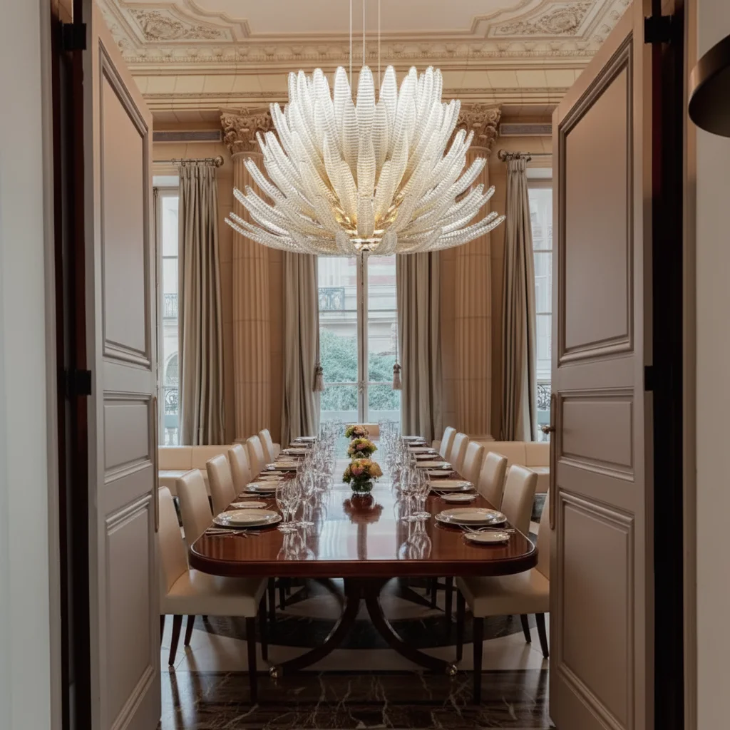 Nordic Modern Ceiling Lighting Luxury Chandelier Led White Feather Glass Pendant Lights for Living Room