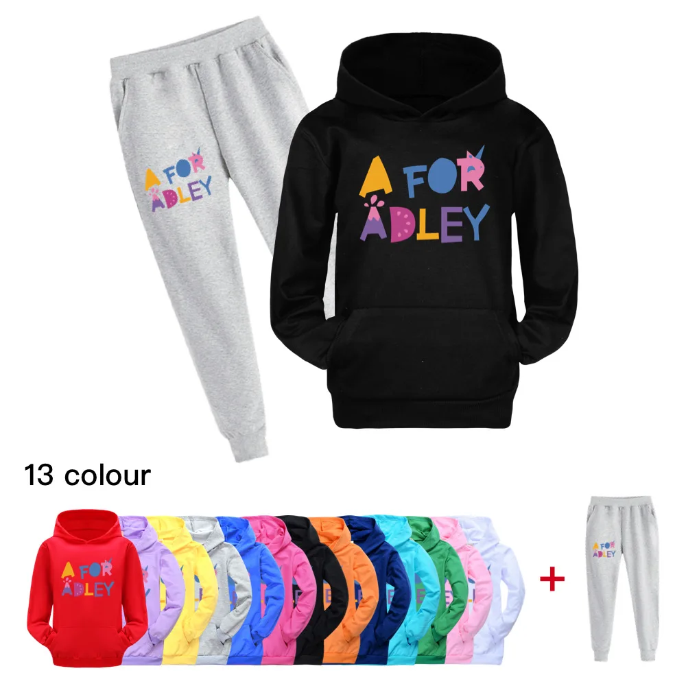 New Spring/Autumn Fashion A for adley Kids Clothes Horse Print Hoodies Pants Boys Clothes Set Girls Outfit Kids Tracksuit880