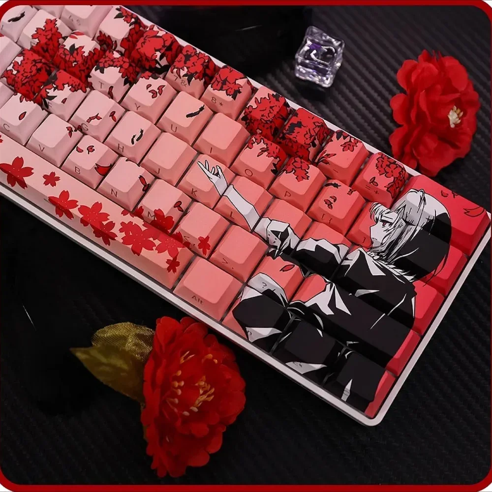 Machima Cherry Keycap Set PBT 135 Keys Side Engraved Translucent for MX Switch 60/84/90/104/108 Layout Mechanical Keyboards