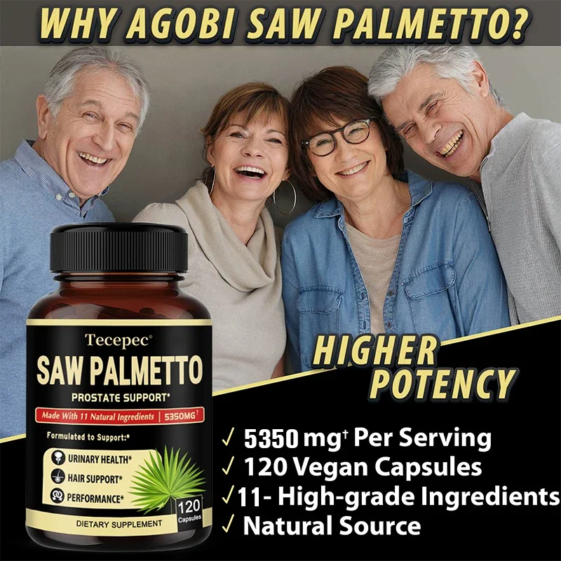 Saw Palmetto Capsules - Men's Prostate Health, Reduce Urinary Frequency, Promote Hair Growth