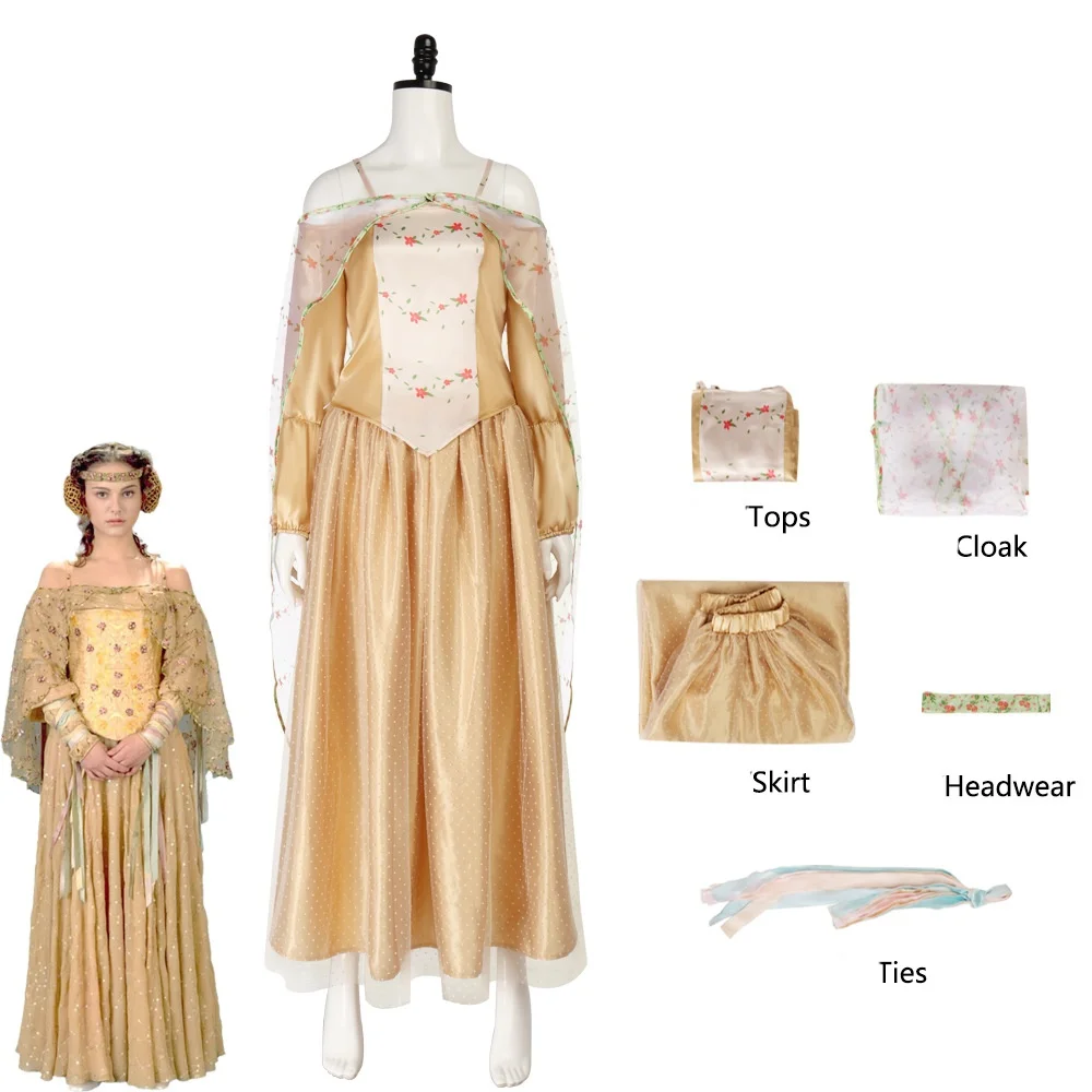 

Movie Amidala Padme Cosplay Costume For Women Princess Dress Adult Roleplay Fantasia Halloween Carnival Party Outfits