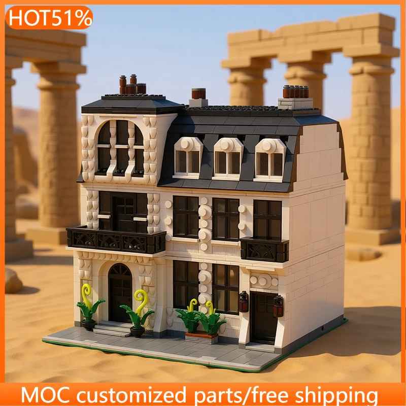 

1159 деталей: Конструктор в стиле фасада трехэтажной виллы MOC, модульный, настраиваемый, популярный набор для самостоятельной сборки, игрушка-подарок