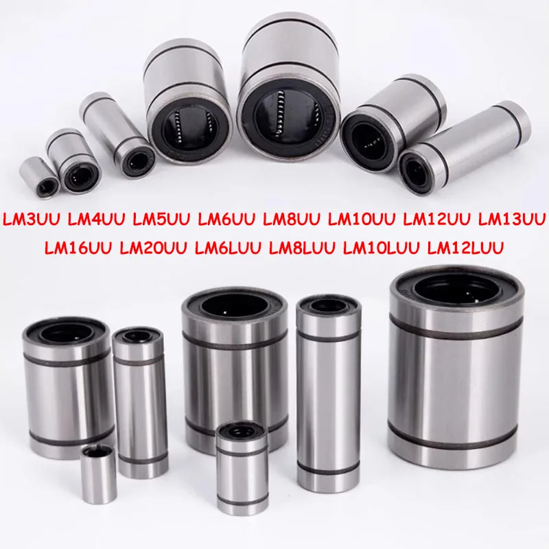 1/10pcs Linear Motion Ball Bearing Linear Bushing Liner Rail Shaft Parts LM8UU-LM20UU LM6LUU-LM12LUU for DIY CNC 3D Printer