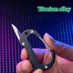 Titanium alloy Multi-tool Keychain Knife Mini edc Portable Knife outdoor fold Survive Self-defense fishing Carabiner Knife