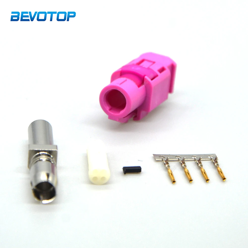 Fakra HSD LVDS 4 Pin Connector Code H Female Jack Socket Crimp for Dacar 535 4-Core Coaxial Cable