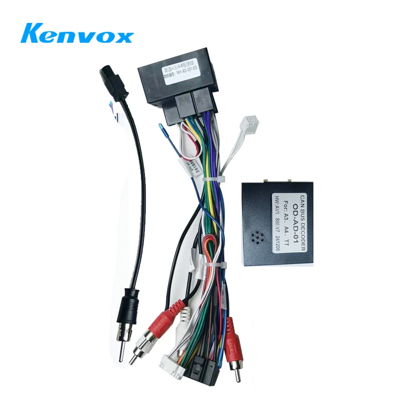 Kenvox ISO Harness Adapter CAN Bus Decoder 16 Pin Plug Connector  Car Android Head Unit Wiring Cable for audi A3 A4 TT