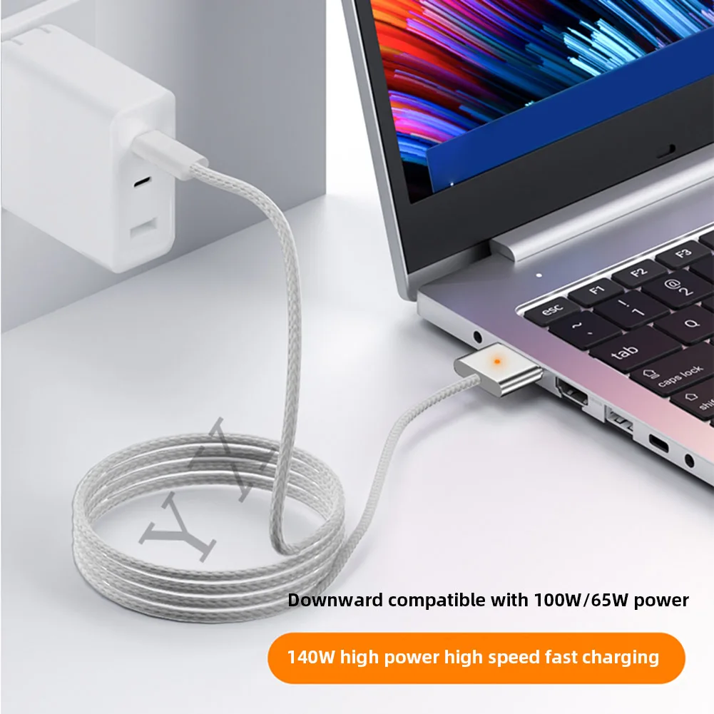 

2 м вилка для быстрой зарядки Max Power PD140W Type-C штекер-магнитный 3 магнитный адаптер со светодиодной подсветкой для MacBook Air/Pro 2