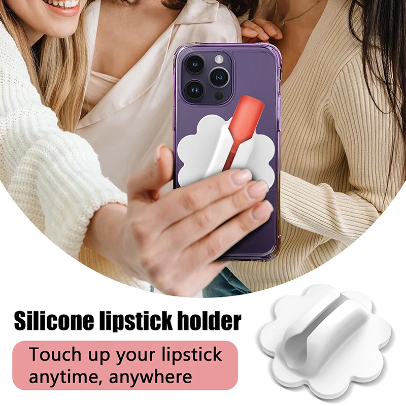 Silicone Phone Lipstick Holder With Mirror Mobile Phone Case Lip Glaze Back Stick Holder Accessories Stick Protective Case