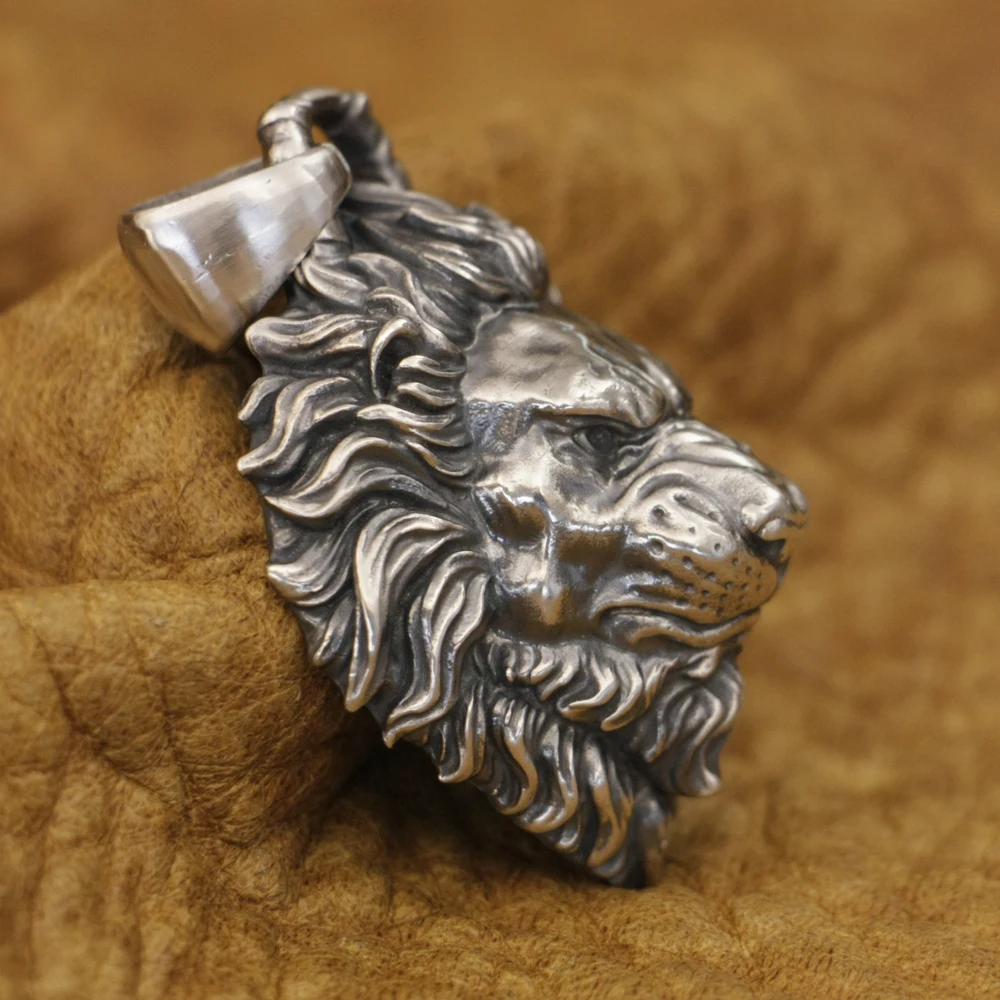 

Angry Lion 925 Sterling Silver Pendant Biker Punk Jewelry 3 Size TA384