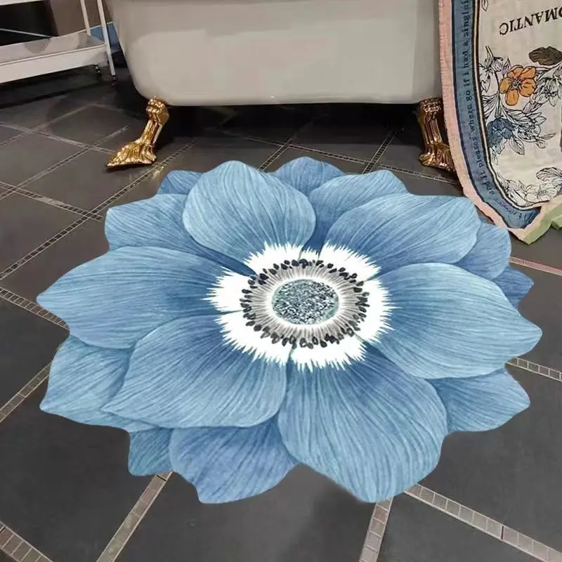 Simple Flower Shape Easy Care Living Room Carpet Large Area Nonslip Dirt Resistant Bedroom Rug Washable Household Absorbent Rugs