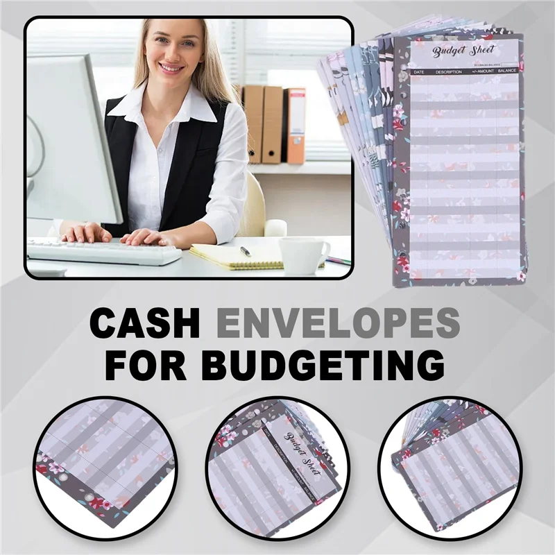 أوراق مجلد الميزانية - 60 قطعة منظم ميزانية النفقات لإدارة الميزانية والمالية، كتاب دفتر الأستاذ، منظم الفواتير