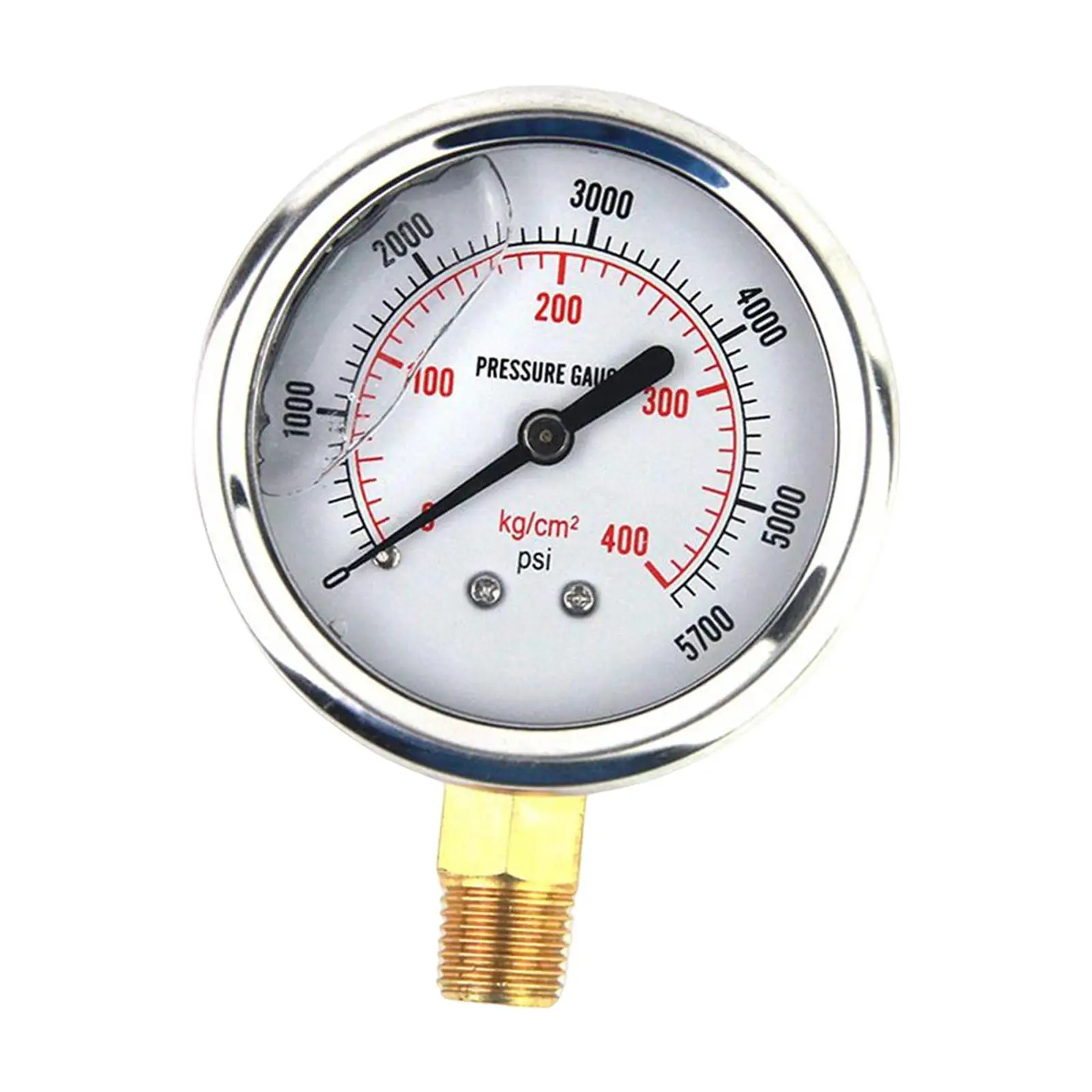 2.2in Dial Hydraulic Pressure Gauge Liquid Filled Stainless Steel Brass Wetted Parts 1/4in NPT for Auto