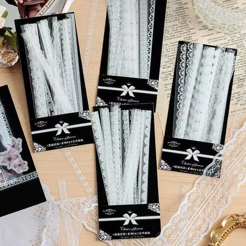 Yuezhen clustered brocade floral lace sticker planner sticker pack cross border creative stickers high end PET planner stickers