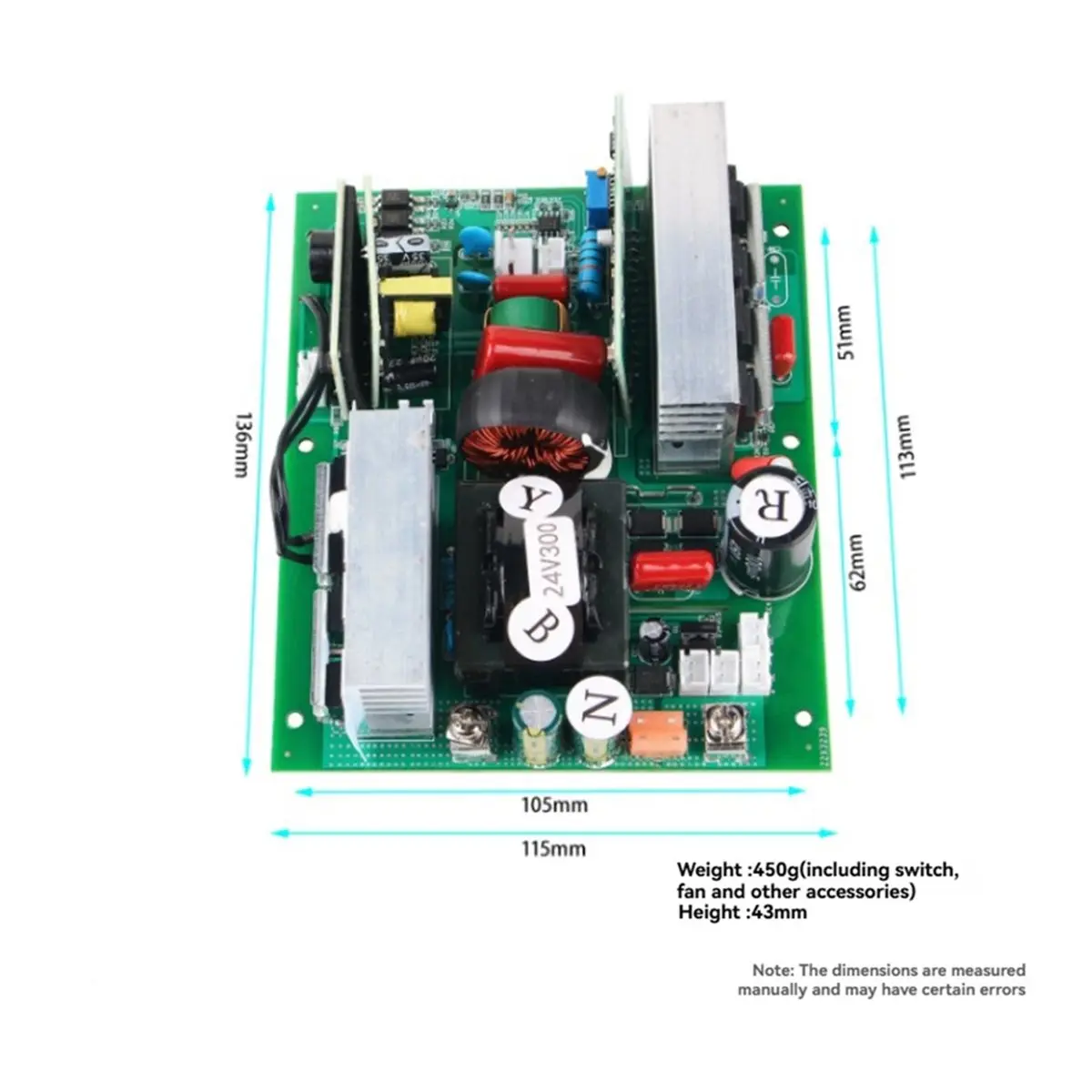 300W Pure Sine Wave Inverter 24V to 220V Inverter Module High-Power Inverters for Home Vehicles