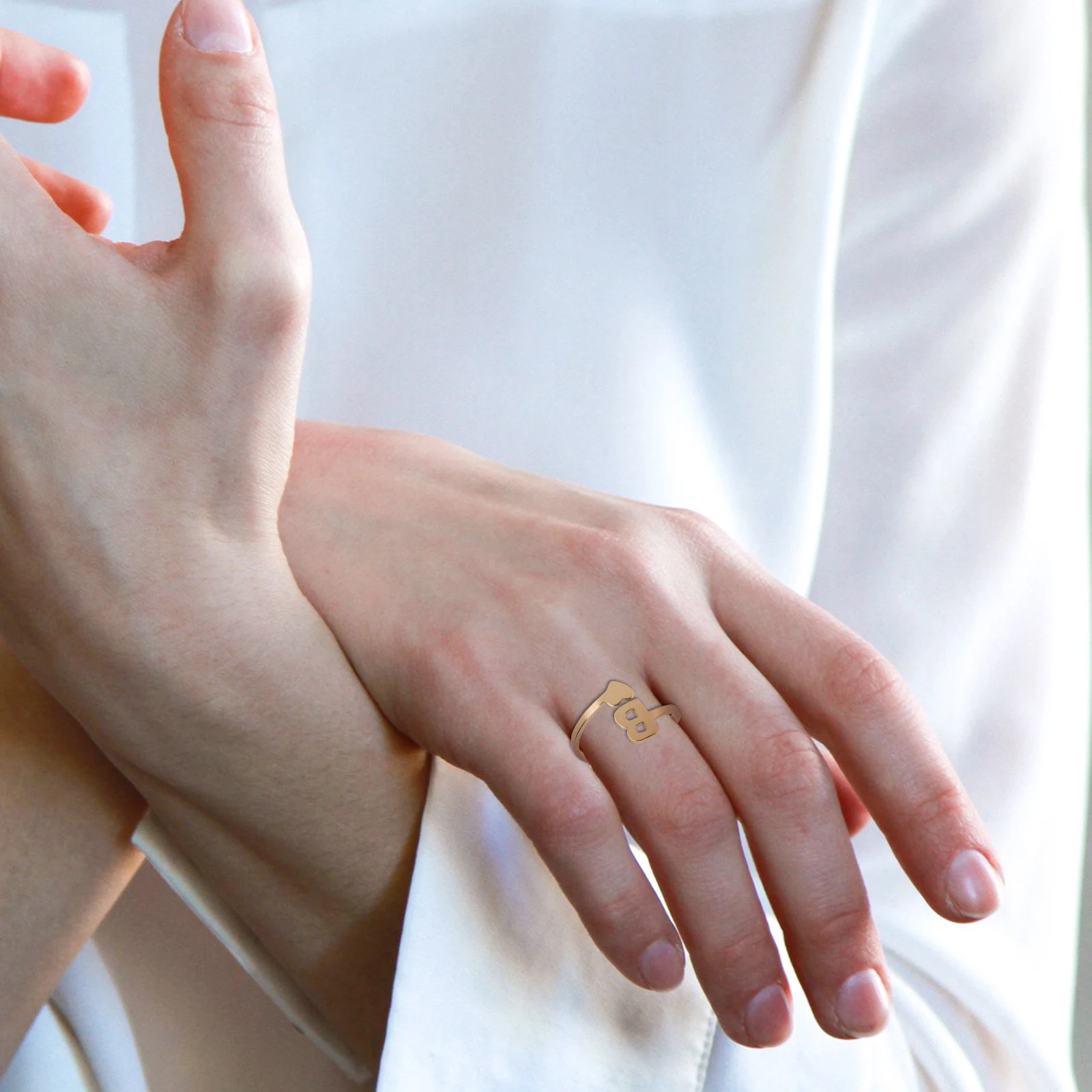 Rings English Initials Loving Golden Stainless Steel Simple Finger Miss