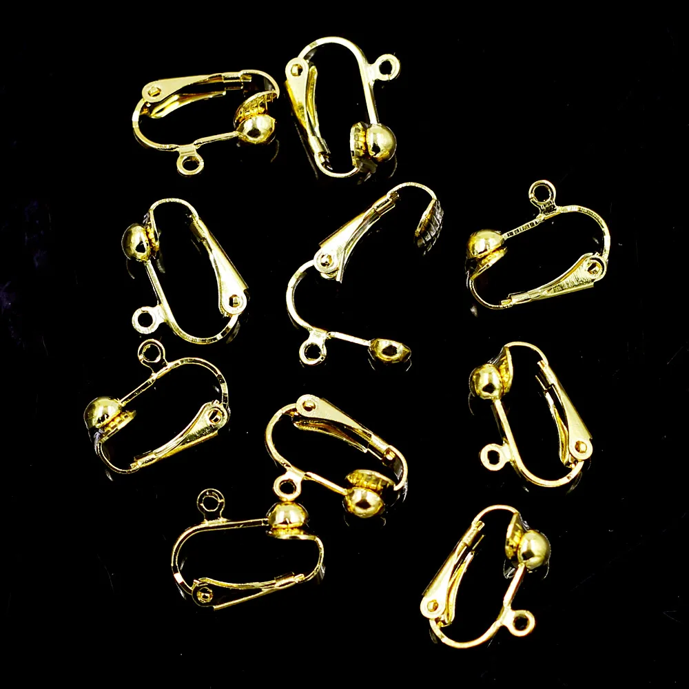 100Pcs Earring Clips Fashion Jewelry Making Findings Gold Plated Copper 17x14mm